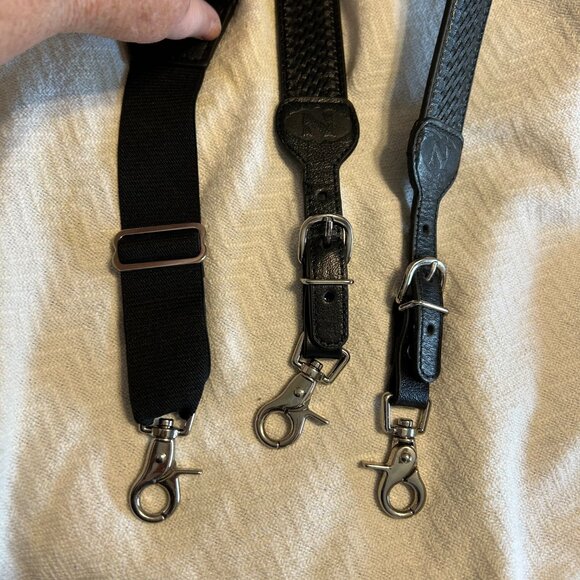 Nocona Black and Silver Suspenders with Metal Clips - Picture 4 of 5